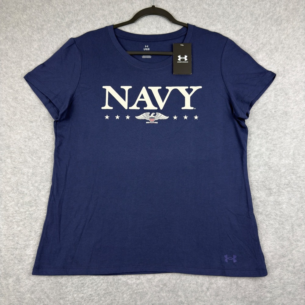 US Naval Academy Under Armour Loose Fit Graphic Tee Women Large Blue New